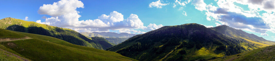 Obraz premium Dzungarian Alatau mountain range. Tourism, travel in Kazakhstan, concept.