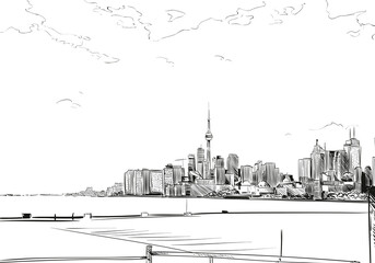 Toronto city hand drawn.Canada Street sketch, vector illustration