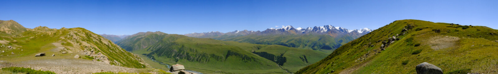 Fototapeta na wymiar Dzungarian alatau mountain ridge. Tourism, travel, hiking in Kazakhstan concept.