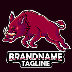 Cartoon wild boar mascot design