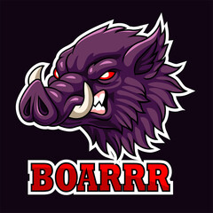 Cartoon wild boar head mascot design