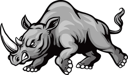 Cartoon angry rhino mascot design