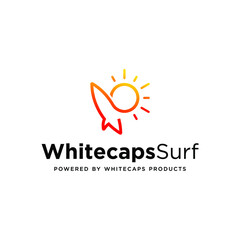 surfboard logo with sun