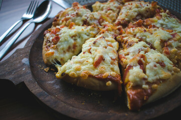 close up shot of a pizza 