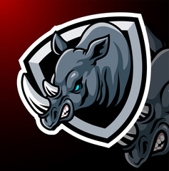 Cartoon angry rhino mascot design
