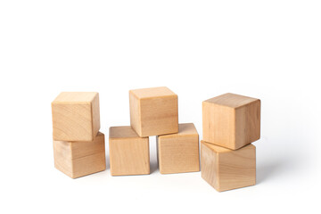 wooden toys isolated on white background, cubes