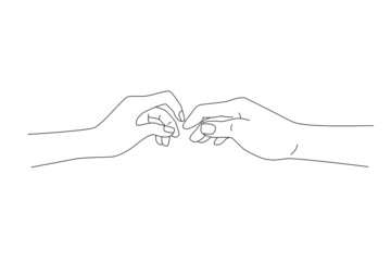 Couple hands line drawing. Tender gesture