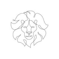 Astrological Leo zodiac sign one line drawing