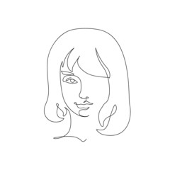 Cancer woman astrological sign. Beautiful girl in line art style