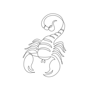 Astrological Scorpio zodiac sign one line drawing.
