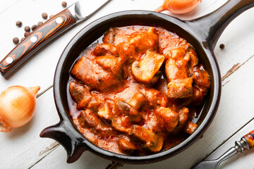 Meat with mushrooms, Beef stroganoff.