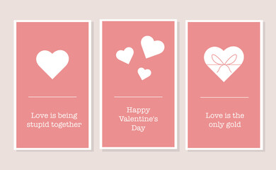 Collection of valentine’s day background set with heart. Editable vector illustration for website, invitation, postcard and sticker