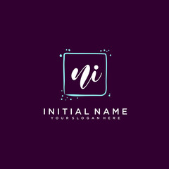 NI monogram logo template vector	