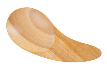Top view of blank wooden spoon isolated on white background.