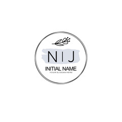 NJ Hand drawn wedding monogram logo