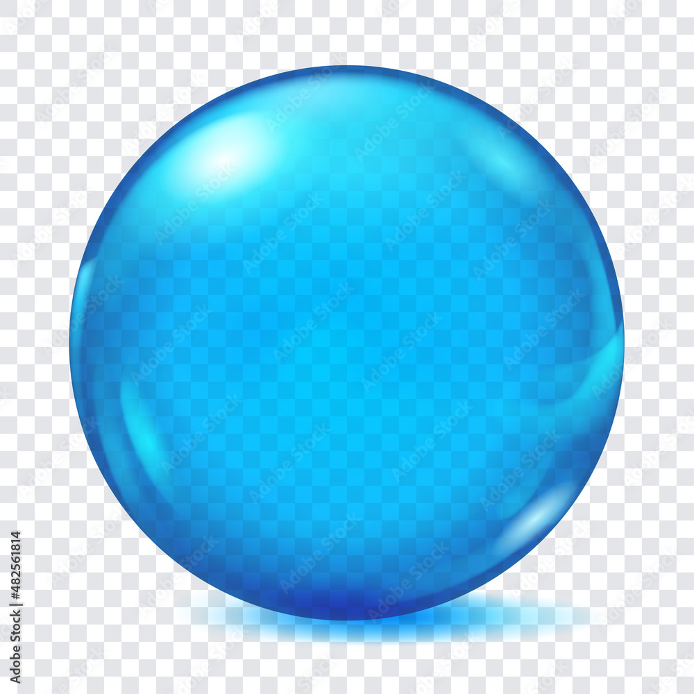 Wall mural big translucent blue sphere with glares and shadows on transparent background. transparency only in 