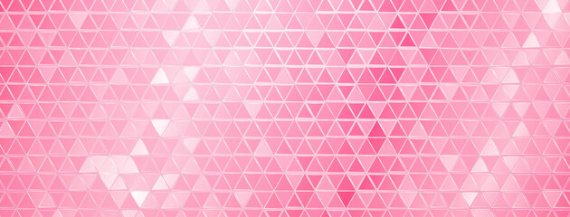 Abstract mosaic background of shiny mirrored triangle tiles in pink colors