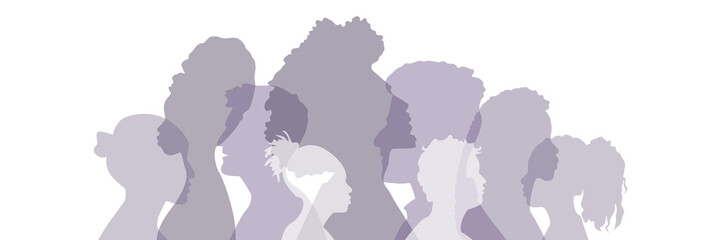 People of different ethnicities stand side by side together. Flat vector illustration.