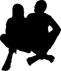 Couple Sitting Floor Silhouettes Couple Sitting Floor SVG EPS PNG