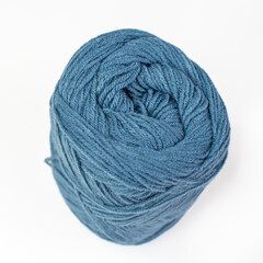 isolate yarn ball. Craft hobby with Vintage yarn ball on white ground, still life photo with soft...
