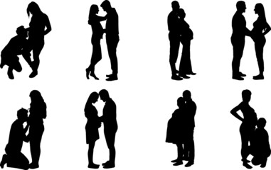 Pregnant Couple Silhouettes Pregnant Couple SVG EPS PNG