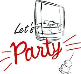 Let's have a party vector clipart. Bar banner. Alcoholic party