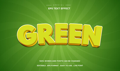 editable text effect 3d green banner text template