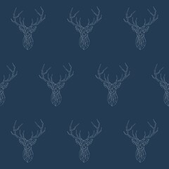 Abstract deer head seamless pattern