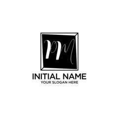 PM monogram logo template vector	