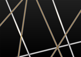 Abstract black and gold lines background with light effect