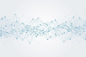 Geometric abstract background with connected line and dots. Structure molecule and communication. Big Data Visualization. Medical, technology, science background. illustration.