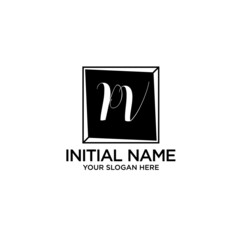 PV monogram logo template vector	