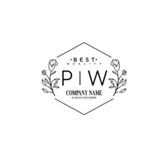PW Hand drawn wedding monogram logo