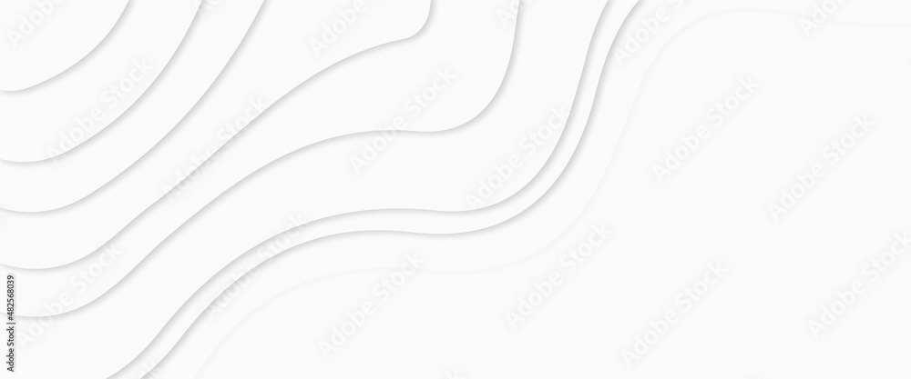 Poster abstract circle blank paper white and gray tone vector background, wave overlapping with shadow mode