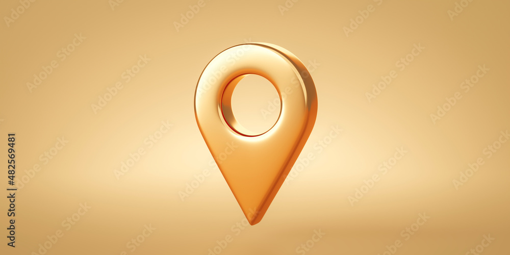 Poster gold location symbol navigator reminder pin navigation pointer marker icon or travel map gps mark si