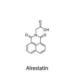 Fototapeta premium Alrestatin molecular structure, flat skeletal chemical formula. Aldose reductase inhibitors drug used to treat Diabetes type 2. Vector illustration.