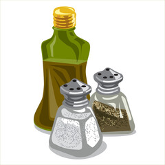 olive oil and salt shakers