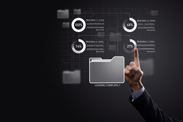 Business developer hand using board framework on virtual modern computer showing innovation Agile...