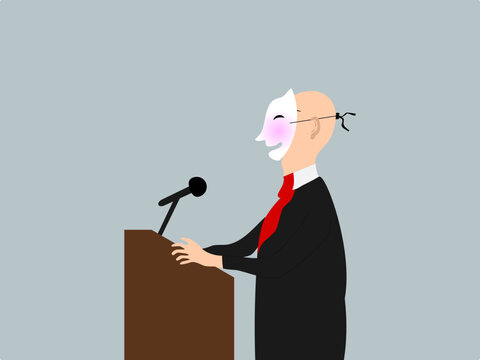 a two-faced person when speaking in front of the media