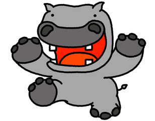 手描き風の元気なイメージのカバ