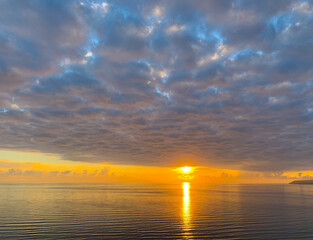 wonderful orange sunset at the sea