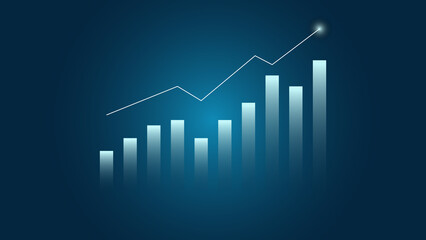 bar chart with arrow line graph show stock market price or financial investment profit. business planning management background concept