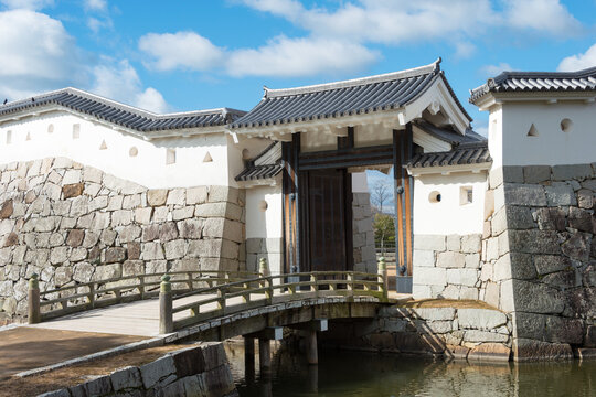 Hyogo, Japan - Jan 30 2020 - Ako Castle in Ako, Hyogo, Japan. The castle is a nationally designated Historic Site and its gardens a Place of Scenic Beauty.