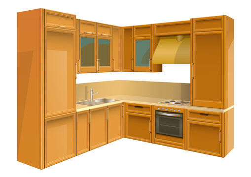 Kitchen isolated on white	