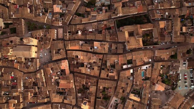 Aerial view over spanish old town