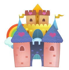 cartoon castle on white background illustration