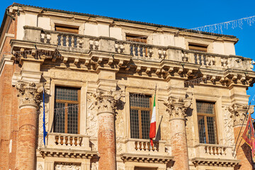 Ancient palace in Vicenza called Palazzo del Capitaniato, Loggia del Capitaniato or Loggia Bernarda, Architect Andrea Palladio in Renaissance style (1565-1572), Piazza dei Signori, Veneto, Italy.