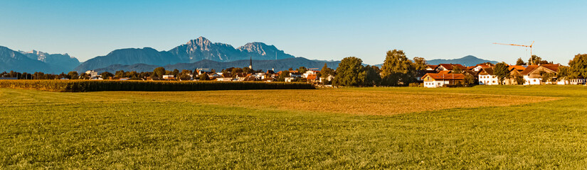 Beautiful alpine autumn or indian summer view near Freilassing, Bavaria, Germany