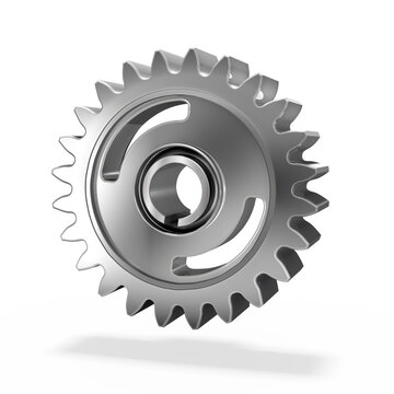 3d Zahnrad, Ritzel silber, freigestellt
