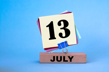 July 13 written on a calendar to remind you an important appointment.